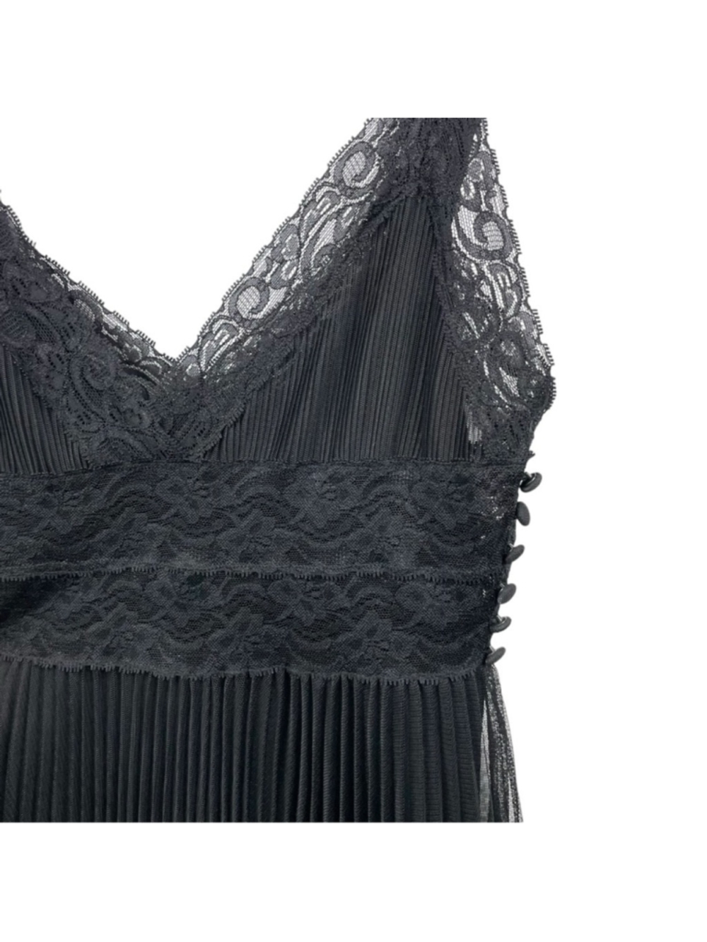 Twenty One Black Sleeveless Lace and Tulle Mesh Micro Pleated Dress Size M - Picture 4 of 6